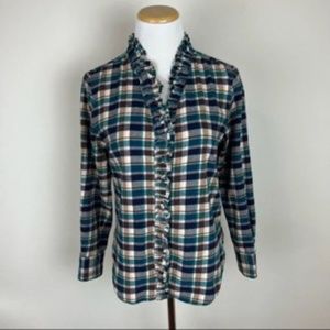 Isabel Marant Etoile Plaid Ruffle Long Sleeve Top Size EU 40 US 8
